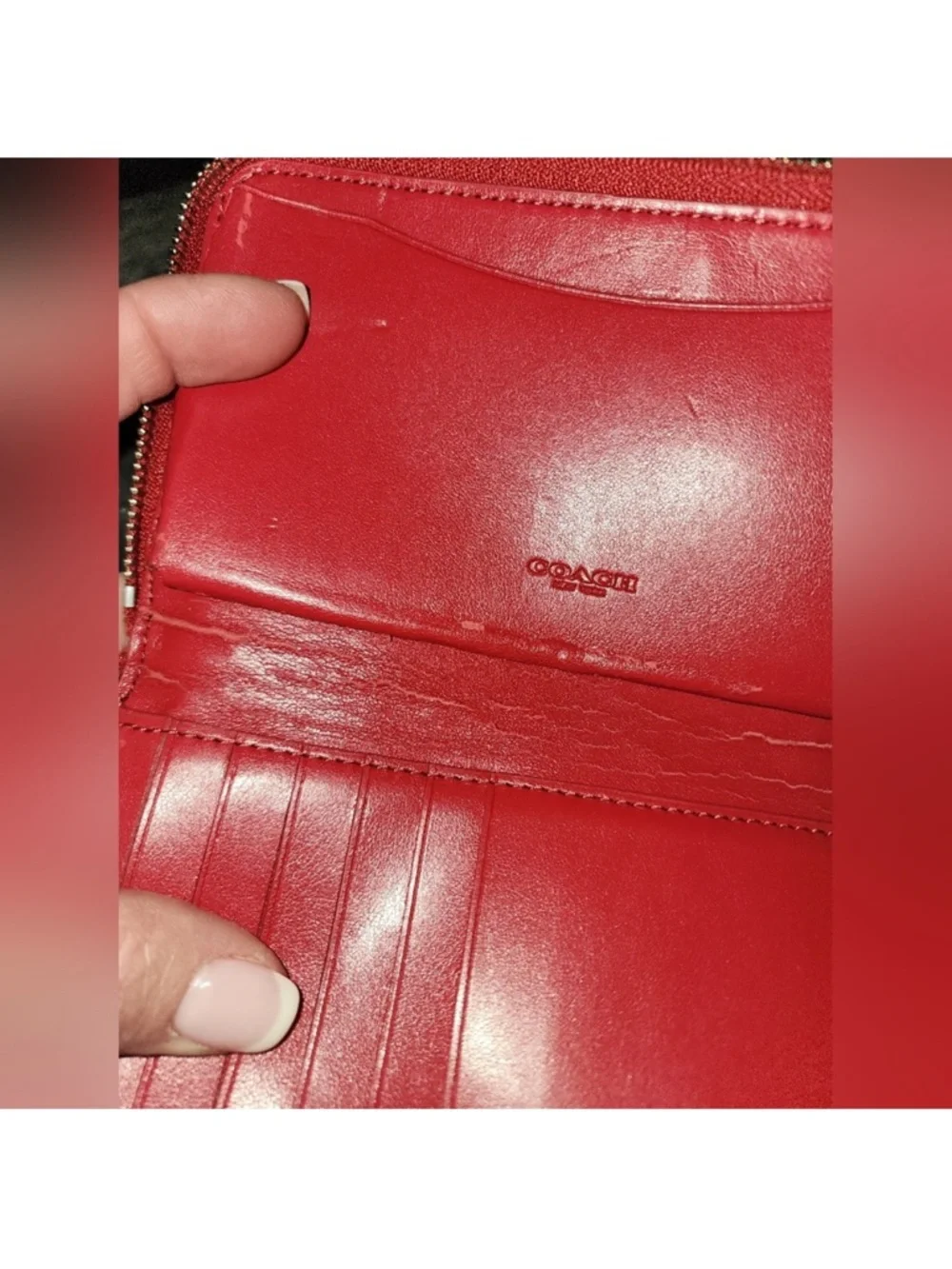 Coach Red Patch Embroidered Wristlet Wallet